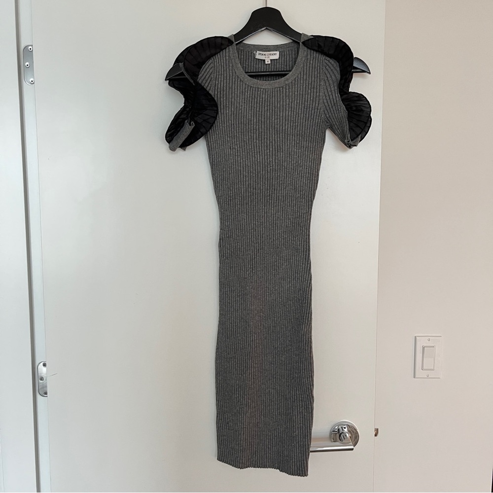Opening Ceremony Ribbed Knit Ruffle Sleeve Dress - Picture 4 of 8